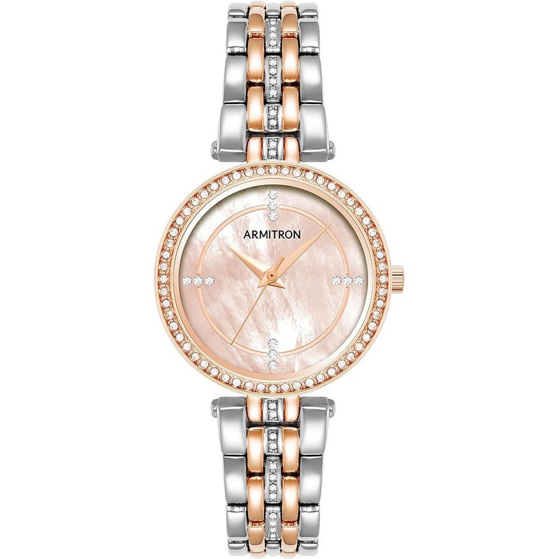 Armitron 75/5803MPTT Genuine Crystal Accented Bracelet Women’s Watch 29 Pink Metal