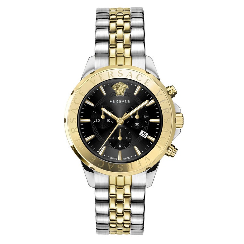 Versace Men’s Watch Chrono Signature Black Two-Tone Bracelet VEV602223