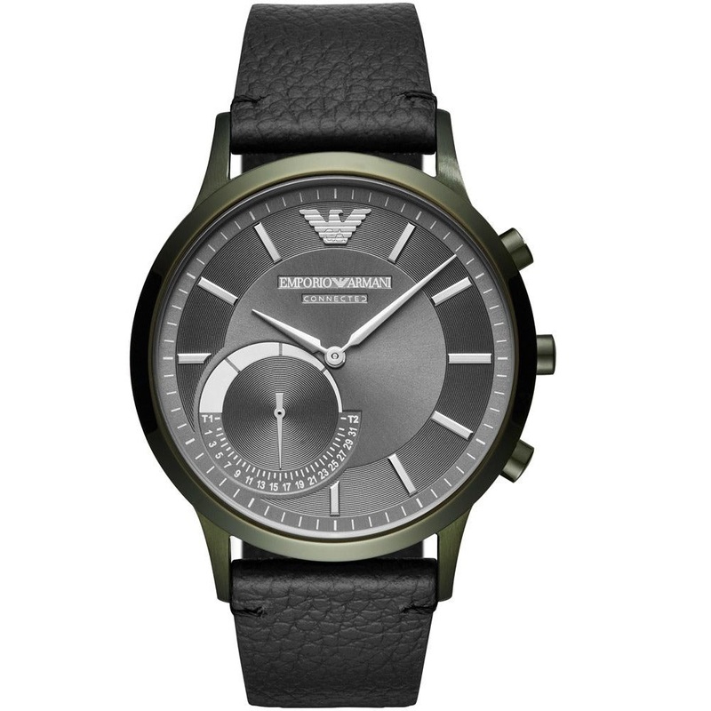 Emporio Armani ART3021 Hybrid Smartwatch Leather Band Men’s Watch Grey Stainless steel 43mm