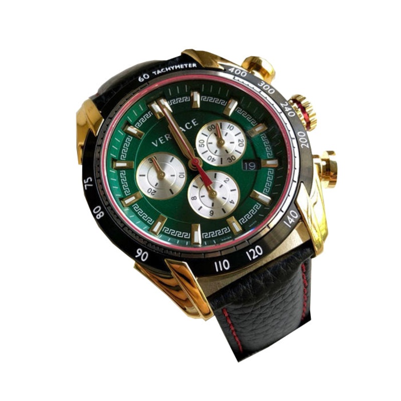 Versace V-Ray Blue Leather Strap Blue Dial Chronograph Quartz Watch for Gents – VDB050014