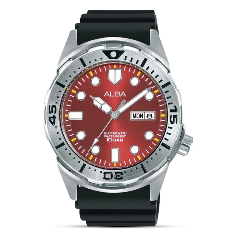 Alba Automatic Red Sunray Dial Silicon Band Men’s Watch | AL4381X