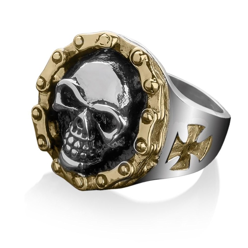 Chain Link Skull Ring 9