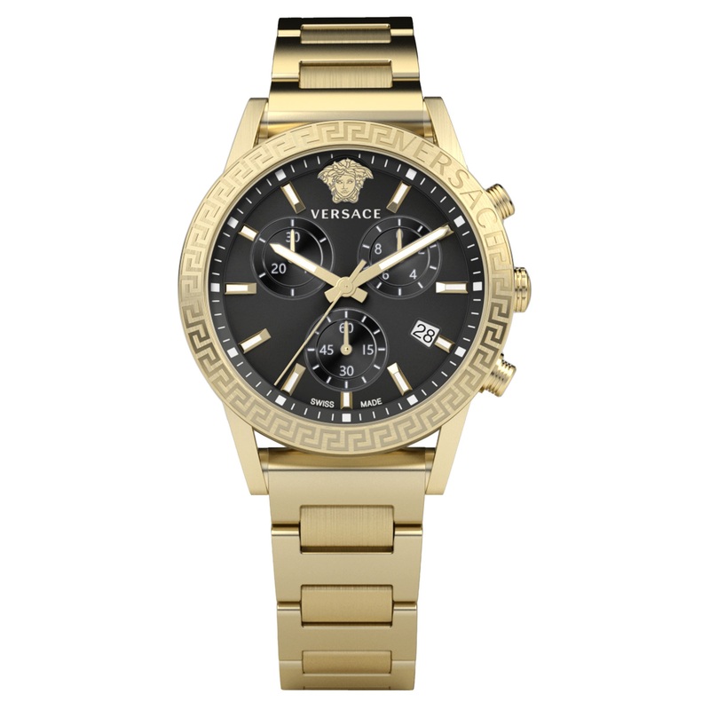 Versace Ladies Watch Sport Tech 40mm Black Gold Bracelet VEKB00822