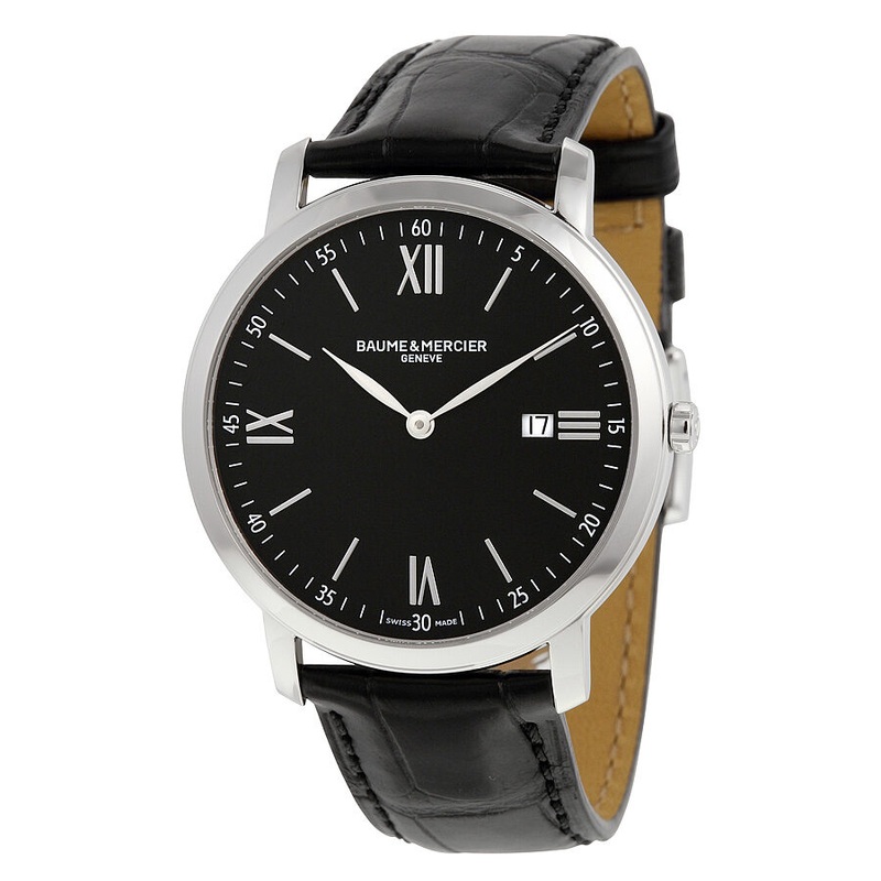 Baume and Mercier Classima Executives Black Dial Stainless Steel Men’s Watch 10098