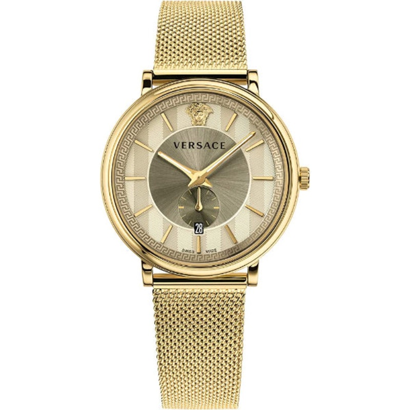 Versace V-Circle Gold Mesh Bracelet Gold Dial Quartz Watch for Gents – VBQ070017