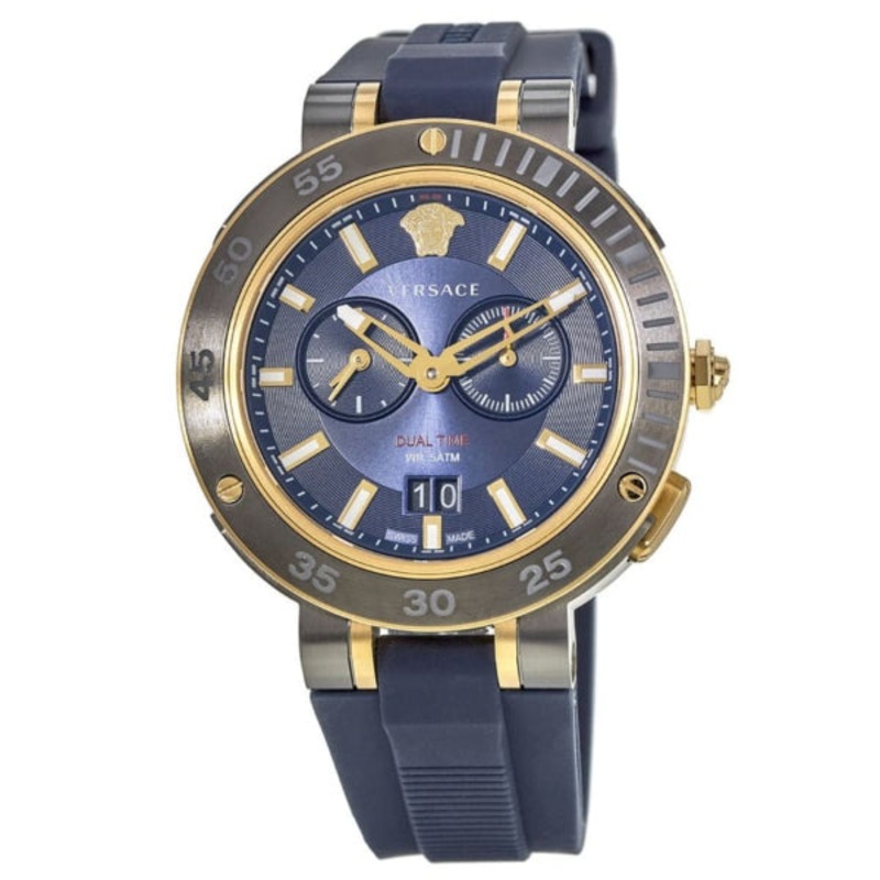 Versace V-Extreme Blue Silicone Strap Blue Dial Chronograph Quartz Watch for Gents – VCN 010017