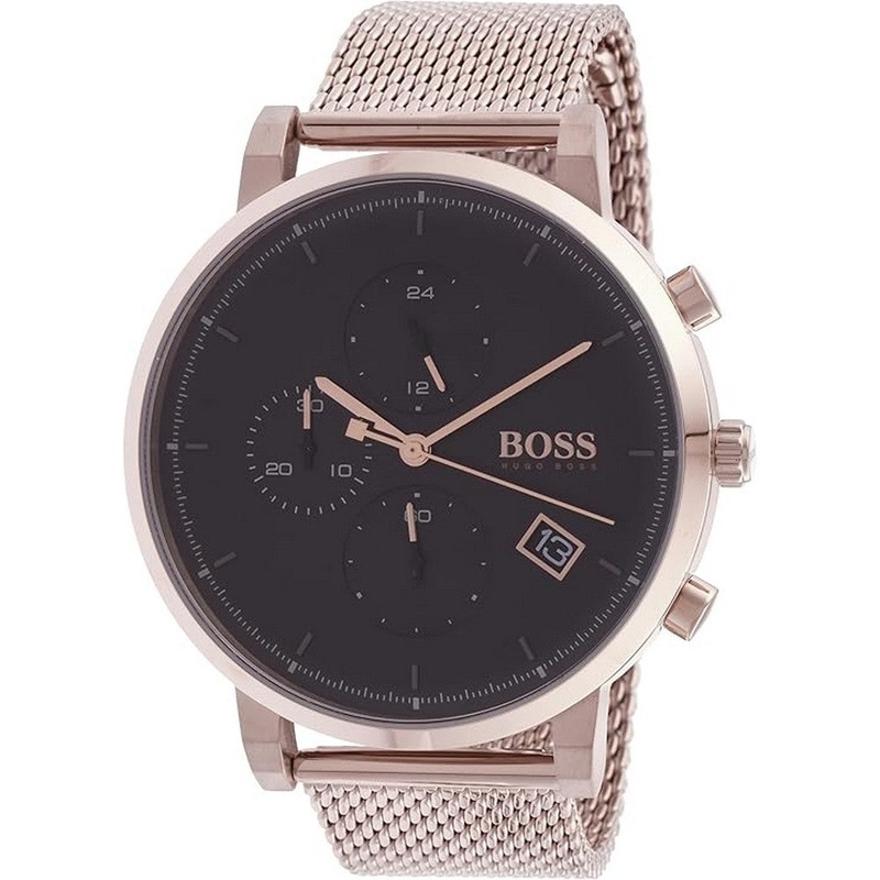 Hugo Boss 1513808 Integrity Analogue Black Dial Men’s Mesh Watch 43 Black Stainless Steel