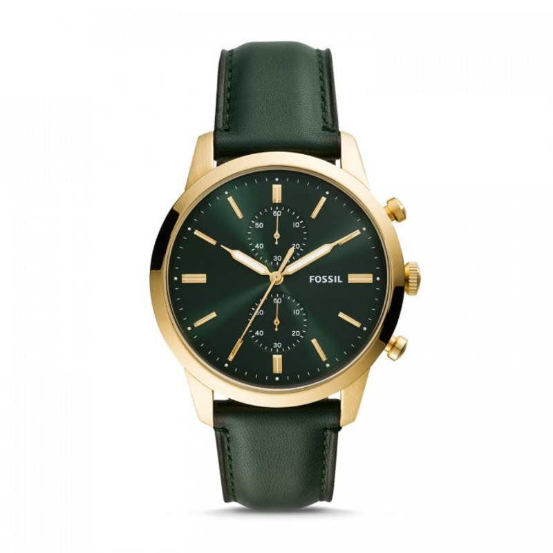 Fossil Men’s FS5599 Townsman 44mm Chronograph Dark Green Leather Watch