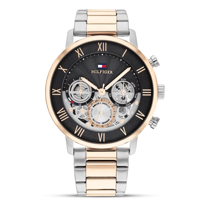 Tommy Hilfiger Two Tone Skeleton Black Dial Men’s Watch | TH1710570