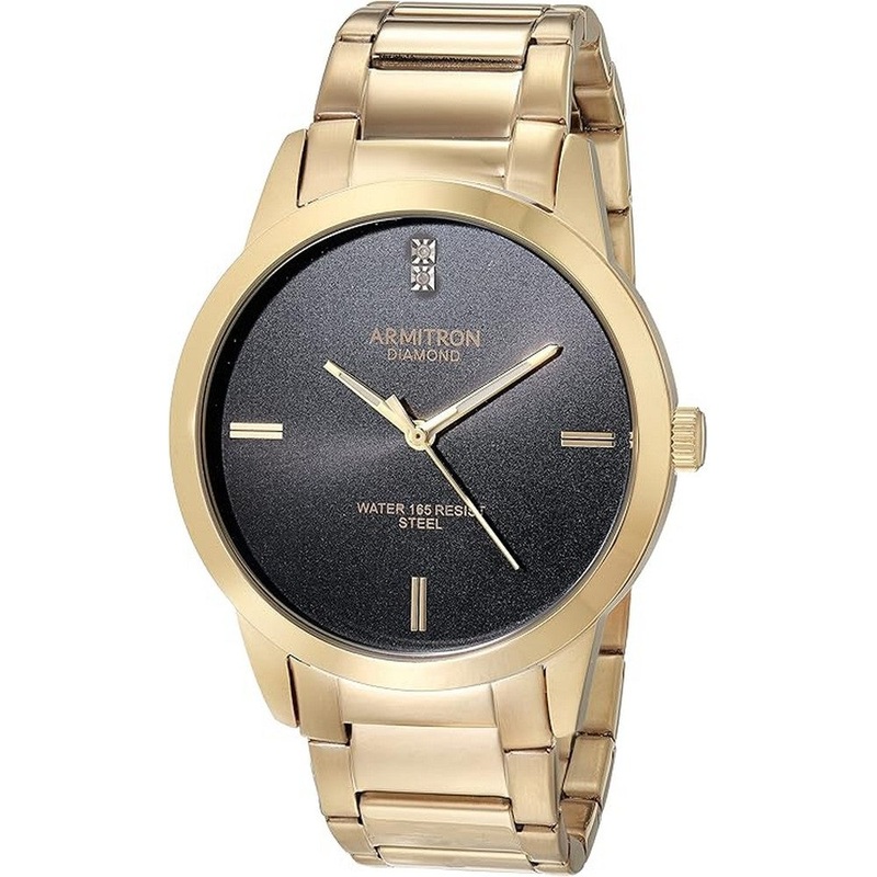 Armitron 20/5479BKGP Diamond Dial Bracelet Men’s Watch 43 Black Stainless Steel