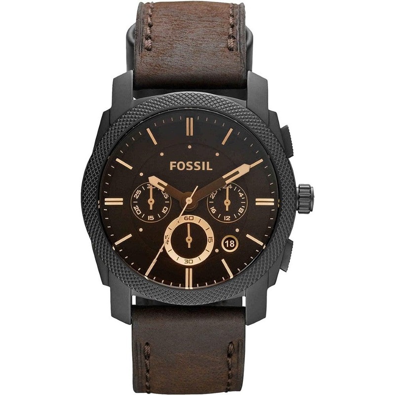 Fossil FS4656IE  Machine Men’s Watch with Stainless Steel or Leather Band Chronograph or Analog Watch Display 42 Black Stainless Steel