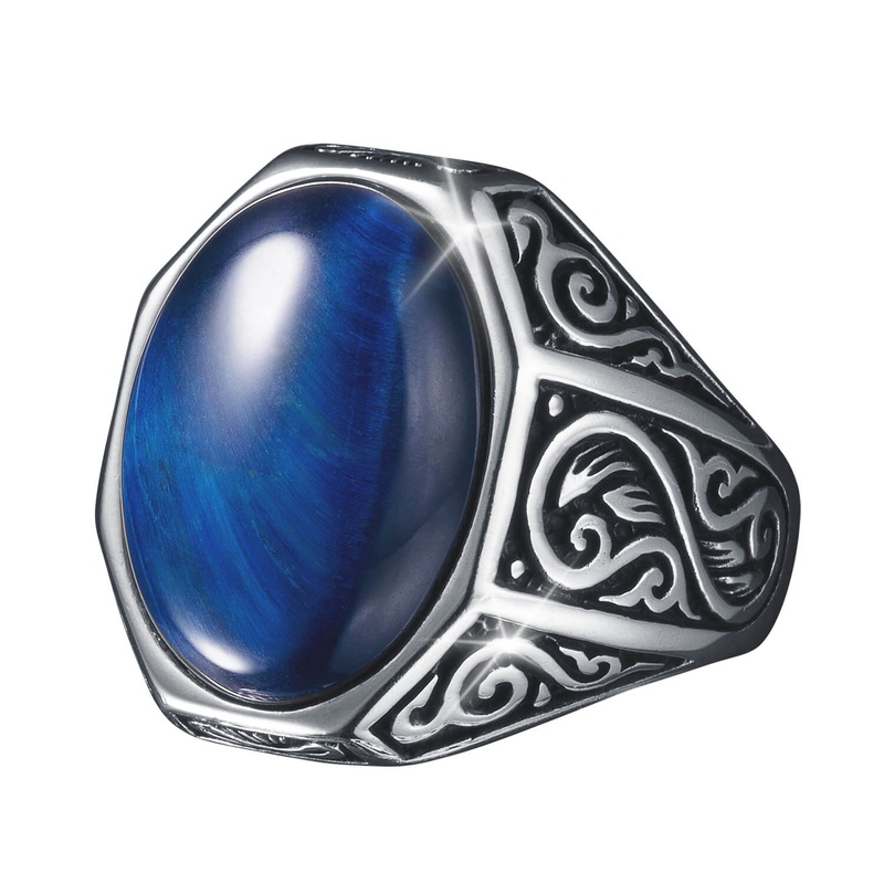Pioneer Blue Tigers Eye Ring 9
