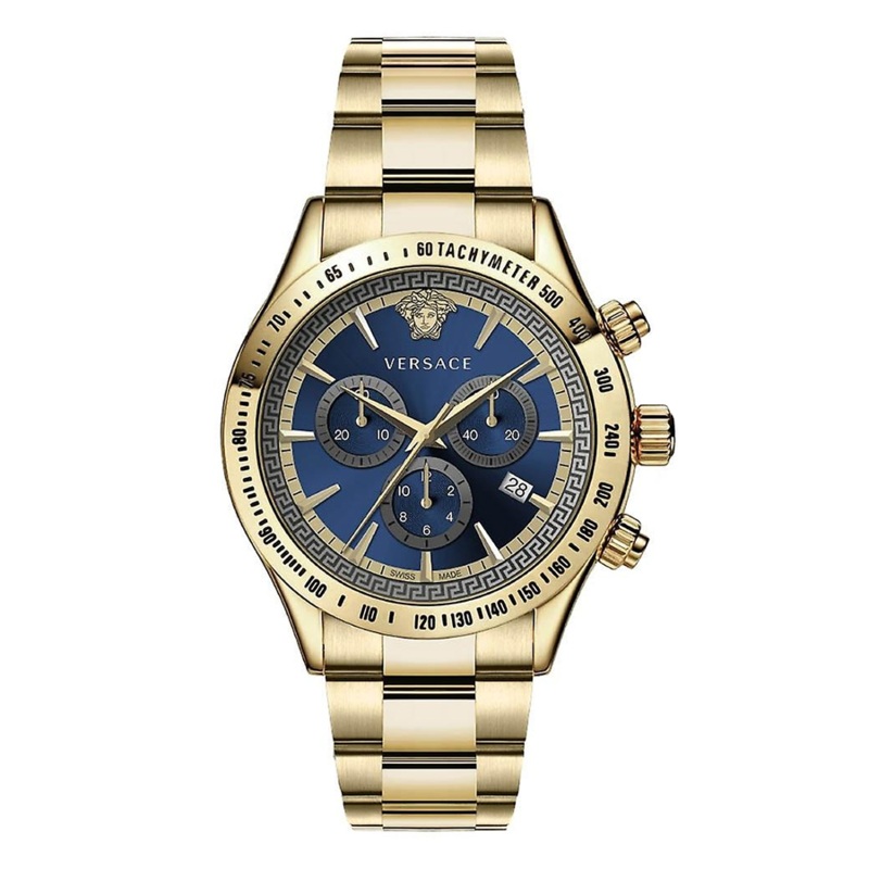 Versace Men’s Watch Chrono Classic Blue Gold Bracelet VEV700619