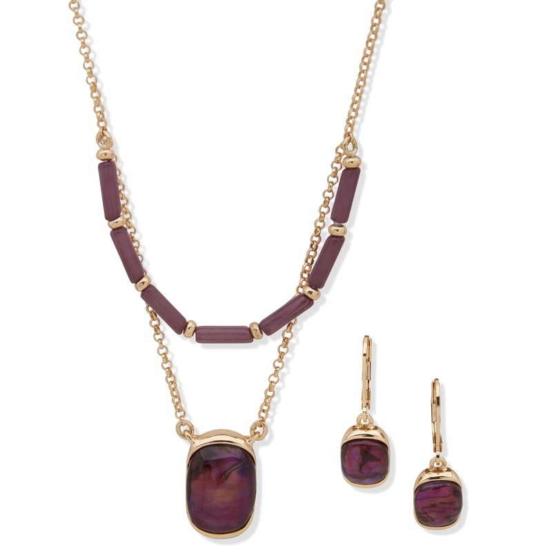 Anne Klein 01S00257 Earring & Necklace Set Gold Brass, Steel Set