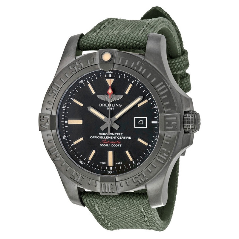 Breitling Avenger Blackbird Automatic Black Dial Green Canvas Strap Men’s Watch V1731010-BD12GRFT V1731010-BD12-105W-M20BASA.1